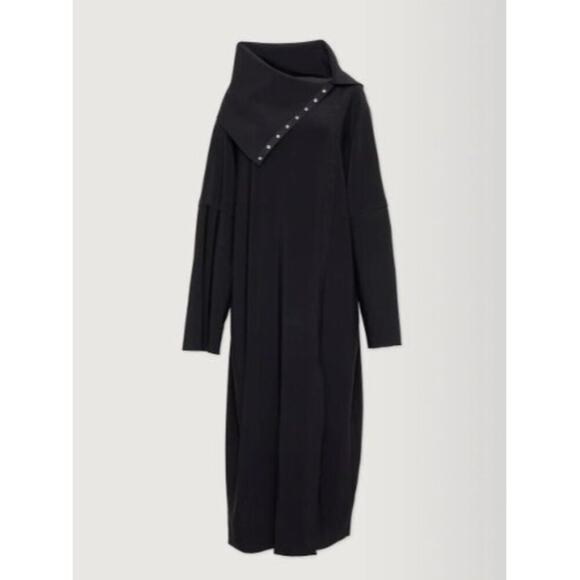 Norma Kamali Bonded Oversized Side Snap Midcalf Black Jacket Sz M - Picture 9 of 9